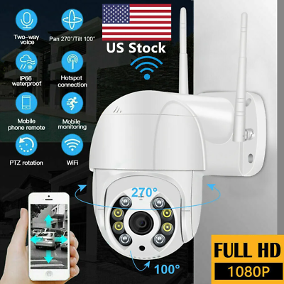 #ad 1080P WIFI IP Camera Wireless Outdoor CCTV PTZ Smart Home Security IR Camera US