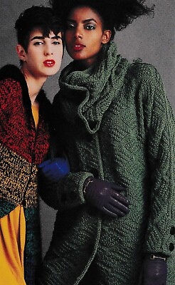 #ad Knitting Pattern copy Ladies Designer jacket separate cowl 44 58quot; bust 607J