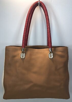 #ad Cole Haan Multi Color Leather Purse Handbag Large Shoulder READ