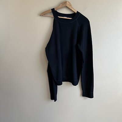 #ad MONROW women’s black sweatshirt 1 Open Shoulder Long sleeve size medium