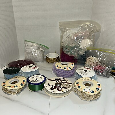 #ad Vintage 8 Spools Of Lace Plus Bag Of Unspooled Lace. Several Yards In All