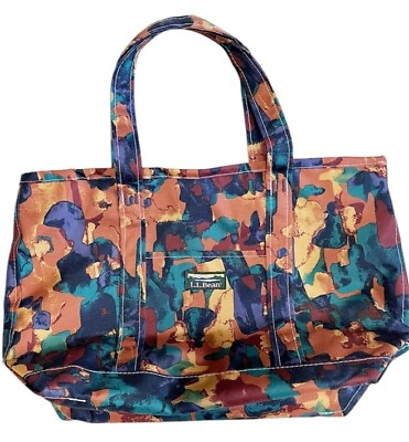 #ad L.L. Bean Everyday Lightweight Tote Canvas Colored Watercolor Camouflage Camo