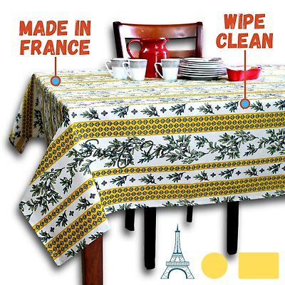 #ad Wipeable Tablecloth Table Linen Spillproof French Acrylic Coated Fleur Oliviers