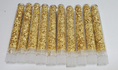 #ad 10 Tubes of Faux Gold Flakes Approx 25 Grams TW