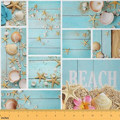 #ad #ad Hawaii Beach Fabric by The Yard Starfish Seashell Upholstery Fabric Pink Cher...