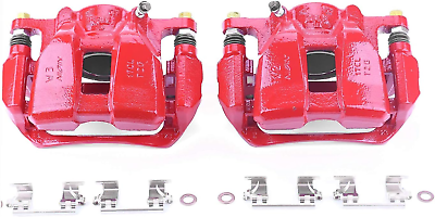 #ad Power Stop Front S7106 Pair of High Temp Red Powder Coated Calipers