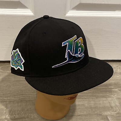 #ad Tampa Bay Devil Rays 10th Anniversary Black Snapback Cooperstown Collection Hat