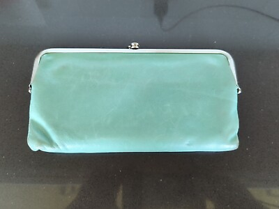 #ad #ad HOBO The Original Lauren Mint Green Leather Double Frame Clutch Wallet GB9