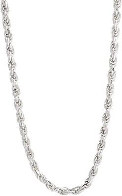#ad Pori Jewelry Sterling Silver Diamond Cut Rope Chain Necklace 5MM Made In Italy