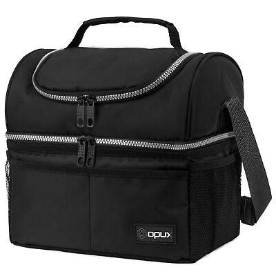 Insulated Lunch Bag For Men Double Deck Soft Cooler Tote Leakproof Lunch Box