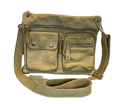 FOSSIL Green Pebbled Leather Handbag Adj Crossbody Shoulder Pockets 75082 $22.50