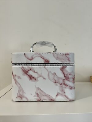 #ad ULTA BEAUT White Pink Marble TRAIN CASE Cosmetic Case Makeup Case NEW