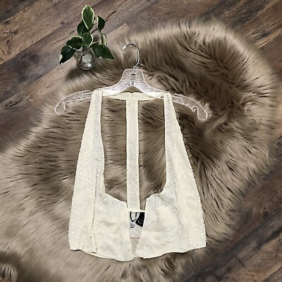 #ad Buckle BKE Boutique Size XS Cream Embellished Cropped Vest NWOT