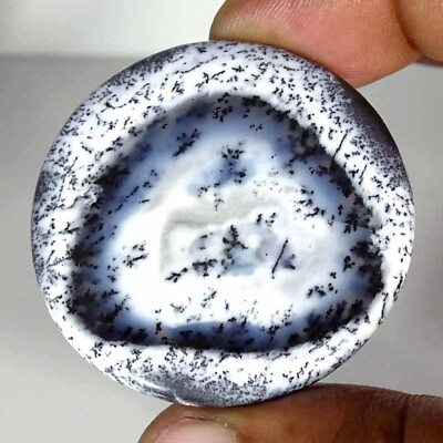 #ad 92.30Cts Round Natural Dendrite Opal Cabochon Loose Gemstone 46x6mm