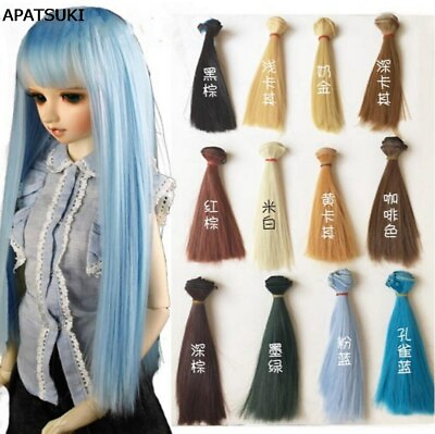 #ad 15*100cm Natrual Color Wig For 11.5quot; Dolls High Temperature Wire Doll Hair 1 6