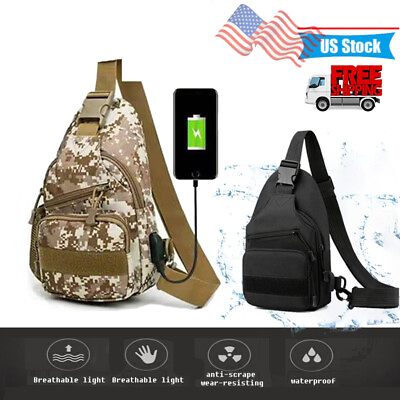 #ad Mens Backpack Tactical Sling Shoulder Bag Travel Chest Pack Outdoor Hiking