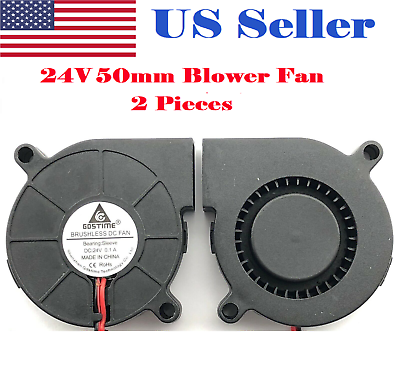 #ad 2Pcs 24V DC50mm Blowers Cooling Fan 5015 Hotend Extruder For RepRap 3D Printer