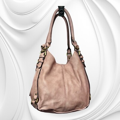 #ad Merona Pink Hobo Satchel Handbag Faux Leather Shoulder Bag