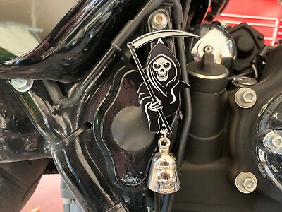 #ad Grim Reaper Bell Hanger With Chrome Bell Fits All Harley Motorcycles