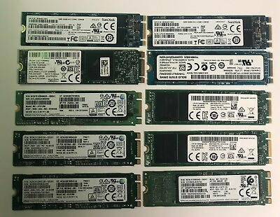 #ad Lot of 10 Mixed Brand Samsung SanDisk Lite On 128GB M.2 Solid State Drives SSD