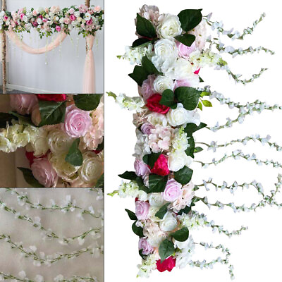 #ad Artificial Silk Rose Flower Backdrop Wedding Row Decor Floral Wall Arrangements