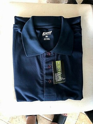 #ad Mens Navy Blue ML XL Cool Tech Polyester Polo Style Golf Shirt New