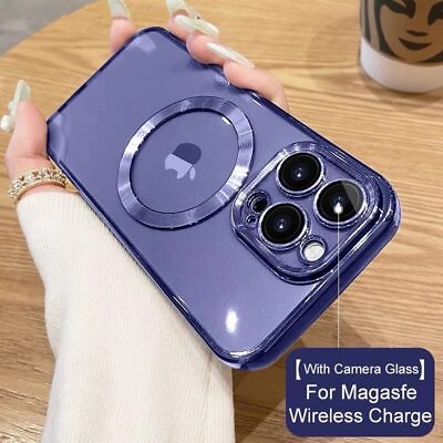 For iPhone 14 Pro Max 13 12 11 Pro Max Clear Case Slim Plating Mag Safe Magnetic $8.96