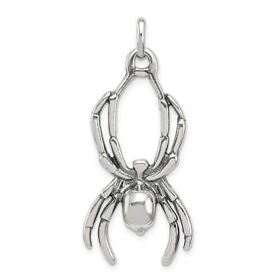 #ad Sterling Silver Antiqued Spider Pendant 0.8 x 1.5 in