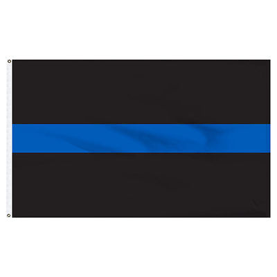 #ad 3x5 ft Police THIN BLUE LINE Law Enforcement Flag SEWN STRIPES Nylon Made in USA