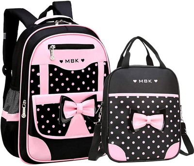 #ad School Bags for Girls2Pcs Bowknot Students BackpackElementary Princess