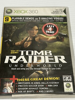 #ad Rare Official Xbox Demo Disc #92 Xbox 360 Tomb Raider Underworld January 2009