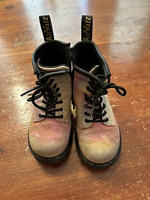 #ad #ad Dr. Martens 1460 Tie Dye Leather Combat Lace Up Boots Kids Toddler Size US 8 9