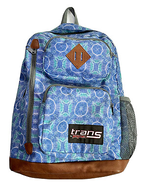 Trans by Jansport Backpack Leather Bottom Blue Teal and White $25.00