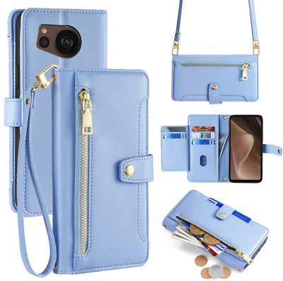 #ad Women#x27;s Zipper Leather Card Shoulder Bag Case Wallet Crossbody Phone Cover Skin