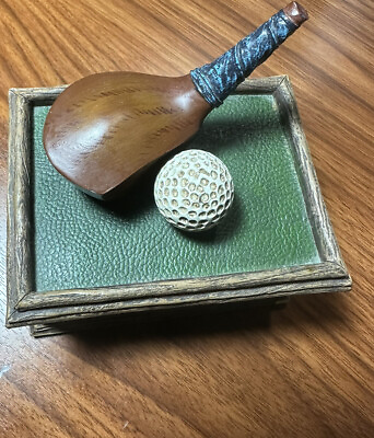 #ad Golfer Trinket Box Golfer Treasurer Box Golf Club And Ball On A Removable Lid