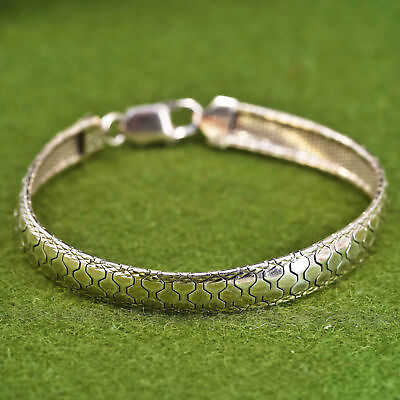 #ad 7.25quot; VTG vermeil gold over Sterling silver omega bracelet Italy 925 chain
