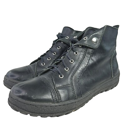 #ad V Italia Womens Smoke Burnished Black Leather US 9.5 Ankle Lace Up Walking Boots