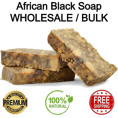 #ad Raw African Black Soap Organic 100% Pure Natural Unrefined Ghana Wholesale Bulk