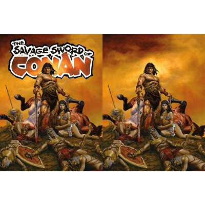 #ad Savage Sword Of Conan #1 Cover A Jusko FOC Jusko Virgin Set