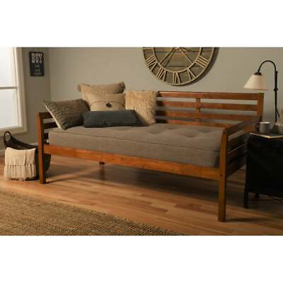 #ad Daybed Sofa Bed with Stone Tone Matress in Natural Wood Finish