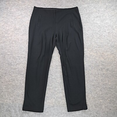 #ad Chicos Pants 2 Women Large Black Ponte Knit Straight Pull On Rayon Stretch Ankle