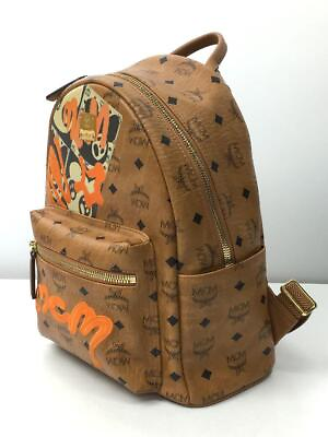 #ad MCM Backpack Leather Brown x Orange MMKAAVE28CO001 Gold Hardware Unisex