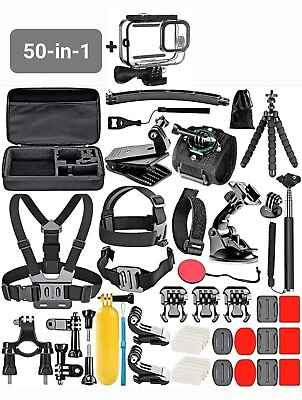 #ad 50 in 1 accessory Kit For GoPro 12 11 10 9 Housing Kit Bundle Bike Chest