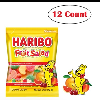 #ad Haribo Gummi Candy Delicious Fruit Salad 5 oz. Bags Pack of 12