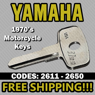 #ad 1970#x27;s Yamaha Motorcycle Replacement Key Cut to Your Code 2611 2650