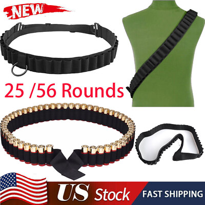 #ad 25 56 Rounds Tactical Holder Shotgun Sling Bandolier 12 20Gauge Shell Ammo Belts