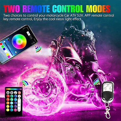 #ad 16PCS Motorcycle LED Atmosphere Light RGB Motorcycle Light Double Remote Control