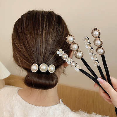 #ad Ladies hair accessories Ball head hair tools headdress pearl hair ring 1PCS CA