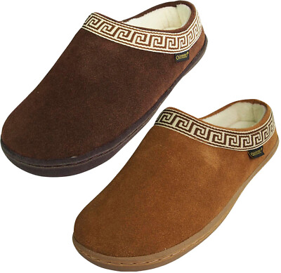 #ad Old Friend Womens Emma Suede Slip On Terry Cloth Lining Rubber Sole Slipper