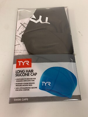 #ad TYR Sport Long Hair Silicone Swimming Cap Black